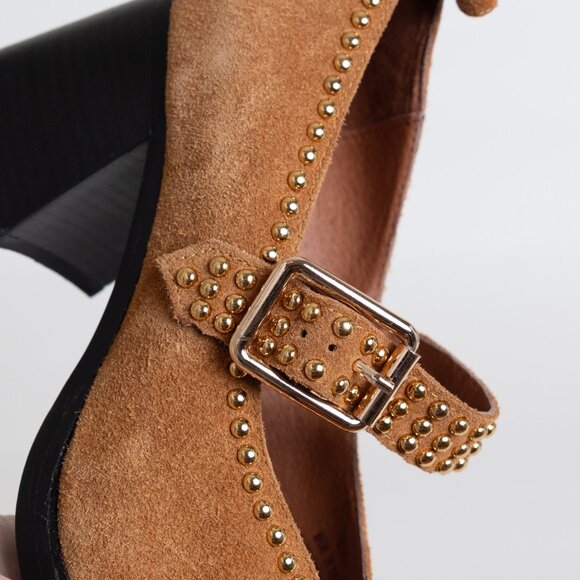Jeffrey Campbell x Free People Walk On By Heels Studded Brown Suede Leather - Picture 12 of 16